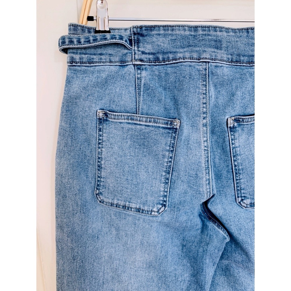 Hudson Cropped High Waist Tie Waist Wide Leg Jeans Medium Blue Size 10 30 - Picture 9 of 16